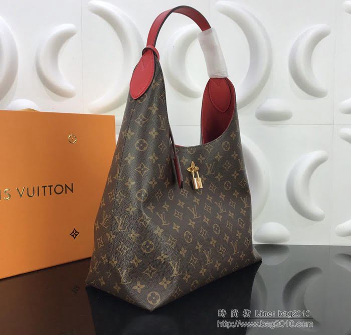路易威登LV女包 頂級原單 HOBO FLEUR手袋 Monogram Flower掛鎖 時尚休閒 肩背包  ydh2703